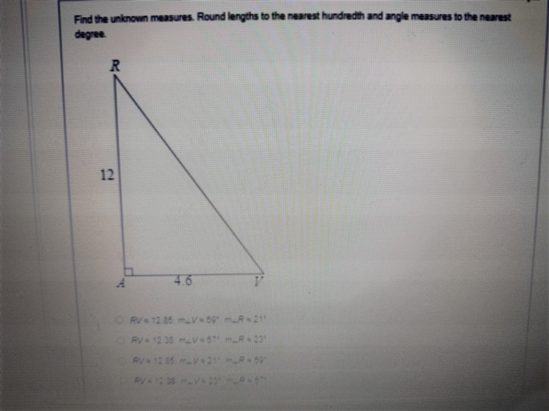 Find the unknown measure. Round lengths to the nearest hundredth and angle measures-example-1