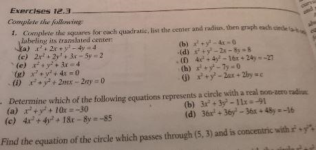 Exercises 12.3 Complete the following: 1. Complete the squares for each quadratic-example-1