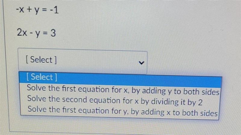 Which is the first step needed to solve by substitution?-example-1