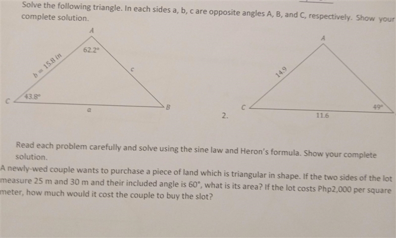 Solve the following triangle. Dont answer if you dont know the answer or report answer-example-1