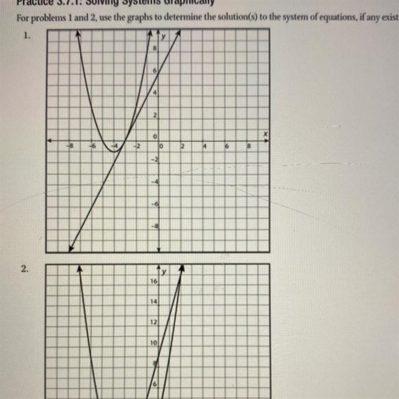 Practice 3.7.1: Solving Systems GraphicallyFor problems 1 and 2, use the graphs to-example-1