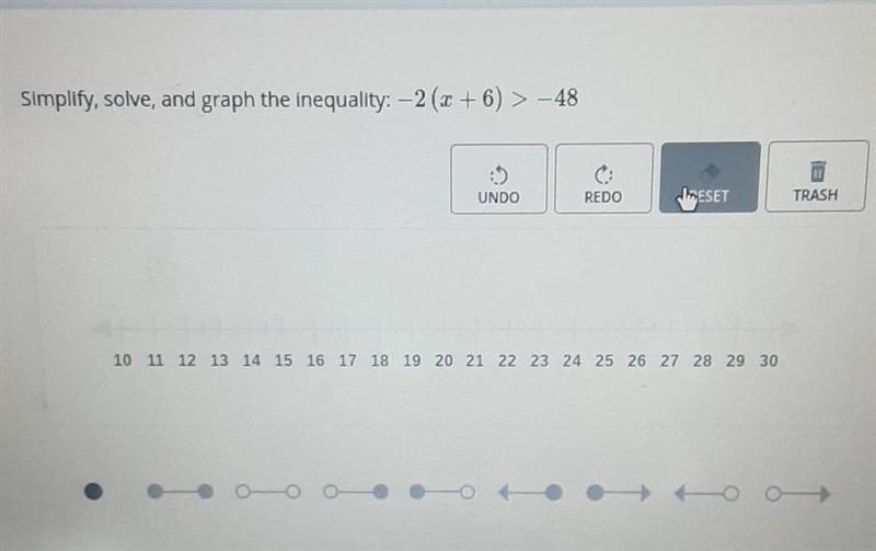 Simplify, solve, and graph the inequality: -2 (2 + 6) > -48-example-1