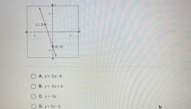 Which choice is the slope intercept equation of the line shown below?-example-1