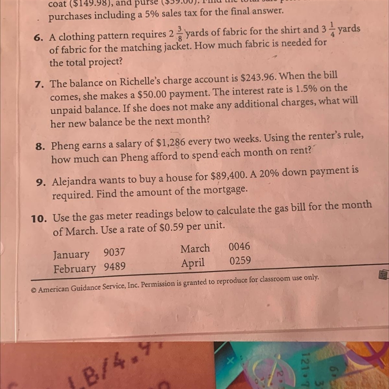 10.Use the gas meter readings below to calculate the gas bill for the month of March-example-1