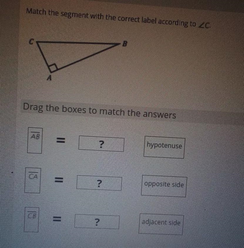 Match the segment with the correct label according to angle C-example-1