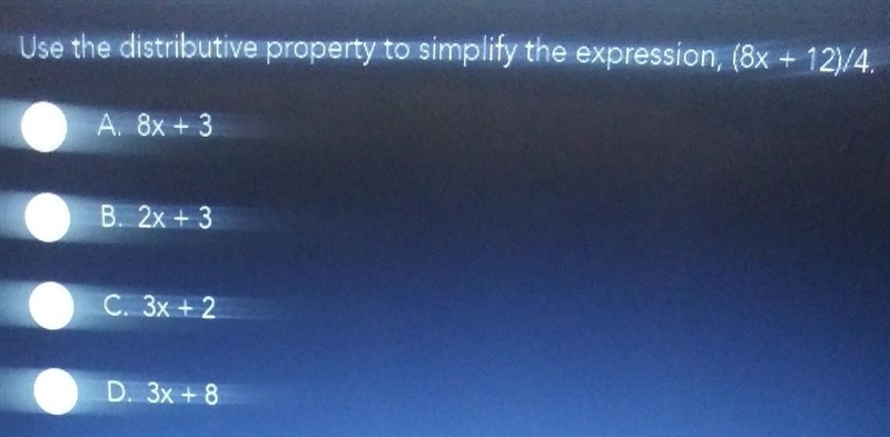 If you cant read it this says : Use the distributive property to simplify the expression-example-1