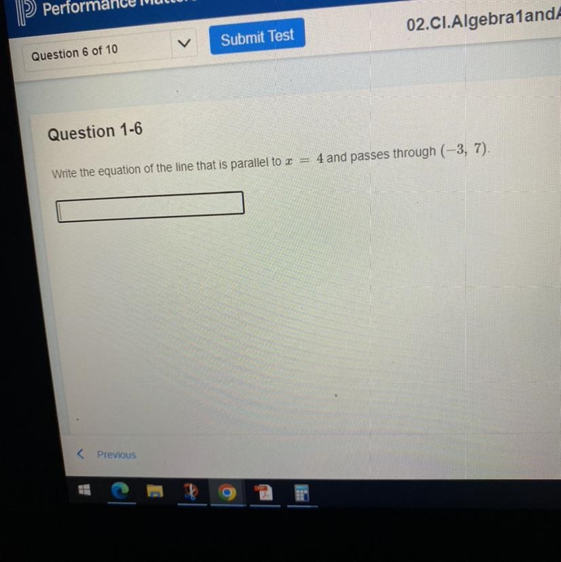 Write the equation of the line that is parallel to z = 4 and passes through (-3, 7).-example-1