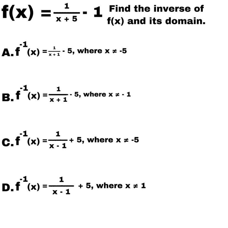 (Algebra 2) Find the inverse of f(x) and its domain.-example-1