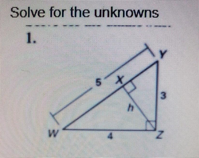 Solve for the unknowns : X, Y, h, Z, and W-example-1