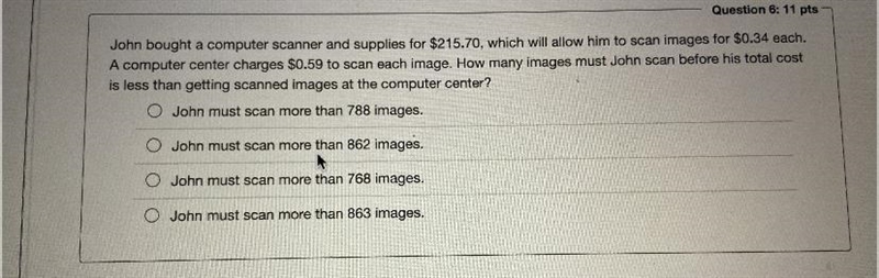 A computer center charges $0.59 to scan each image. How many images must John scan-example-1