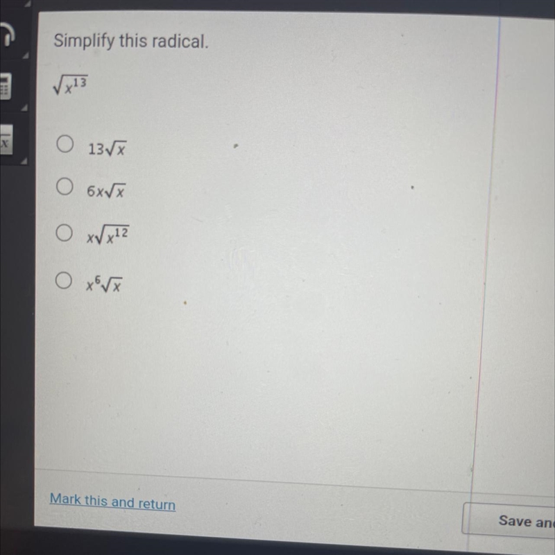 Simplify this radical.Help me please I think it’s A but not sure-example-1