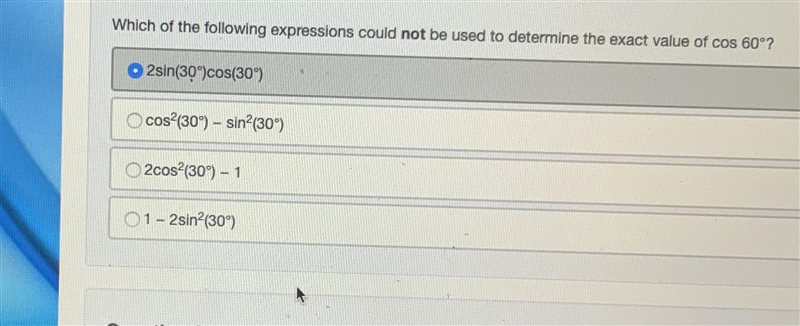 Which of the following expressions could not be used to determine… Thanks.-example-1