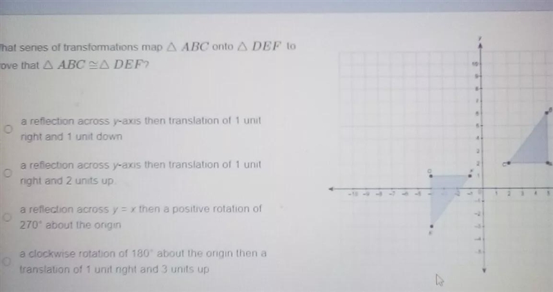 What series of transformation map ABC onto DEF to prove that ABC DEF-example-1