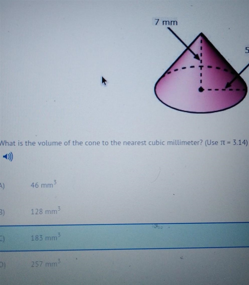 What is the volume of the cone to the nearest cubic millimeter used 5 is equal to-example-1