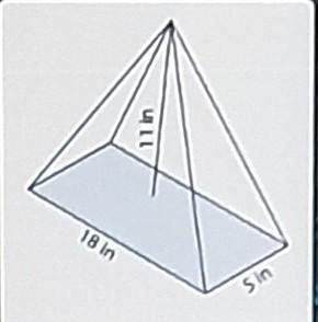 what is the volume of the following rectangular pyramid?A. 990 cubic inchesB. 660 cubic-example-1