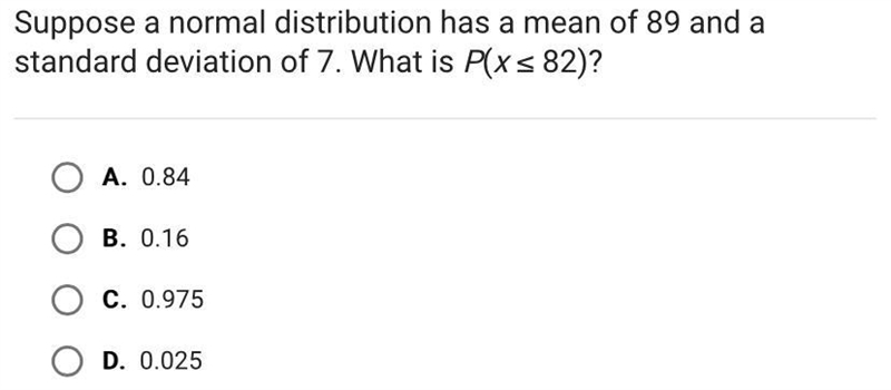 Suppose a normal distribution has a mean of 89 and astandard deviation of 7.-example-1