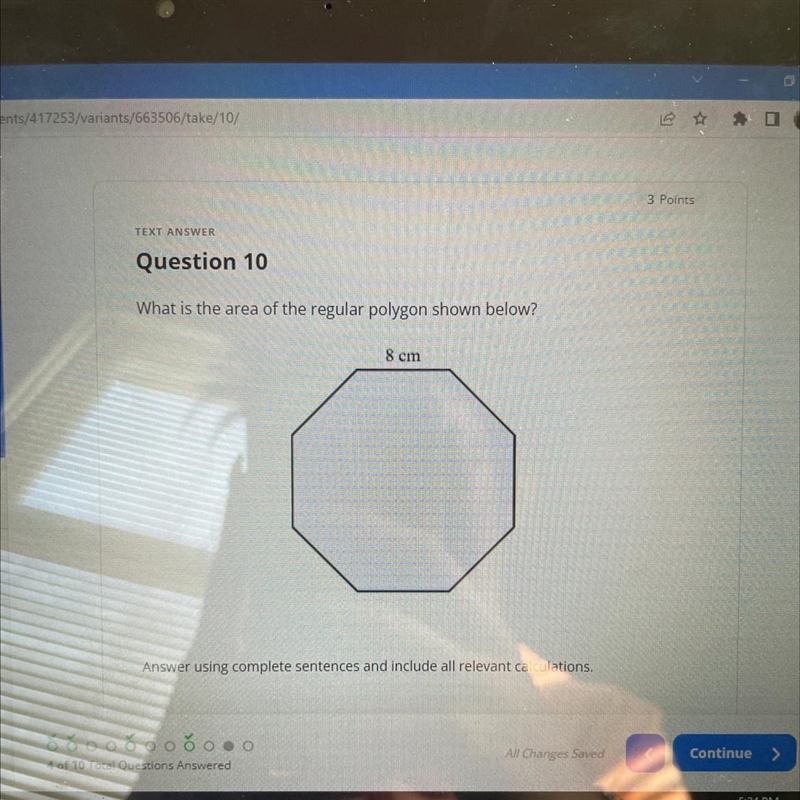 What is the area of the regular polygon shown below?-example-1