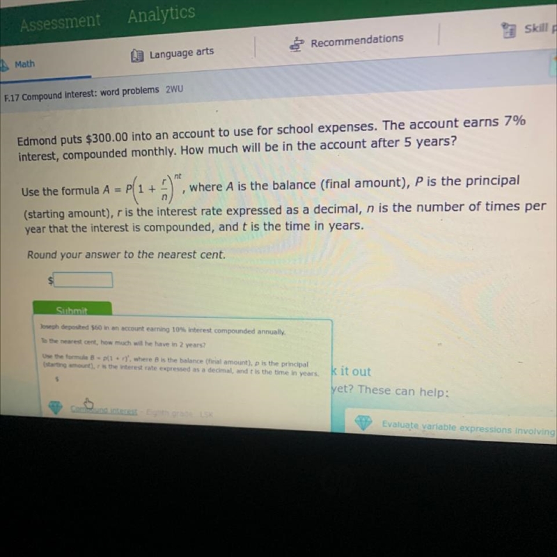 Edmond puts $300.00 into an account to use for school expenses. The account earns-example-1