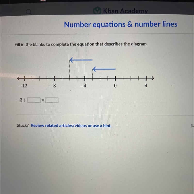 Fill in the blanks to complete the equation that describes the diagram.-example-1