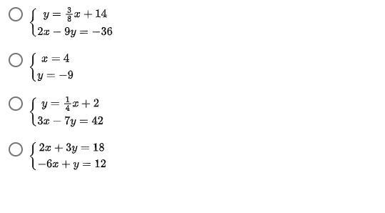 Which of the following systems of equations is an example of one where elimination-example-1