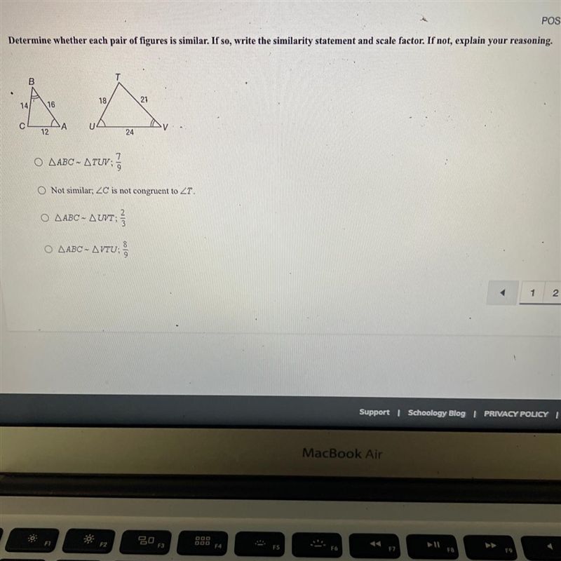 Determine whether each pair of figured i’d similar. If so, write the similarity statement-example-1