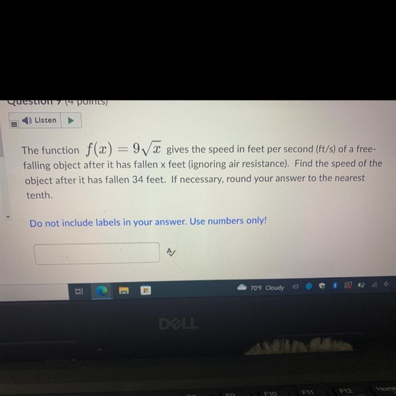 Find the speed of the object after it has fallen 34 feet.-example-1