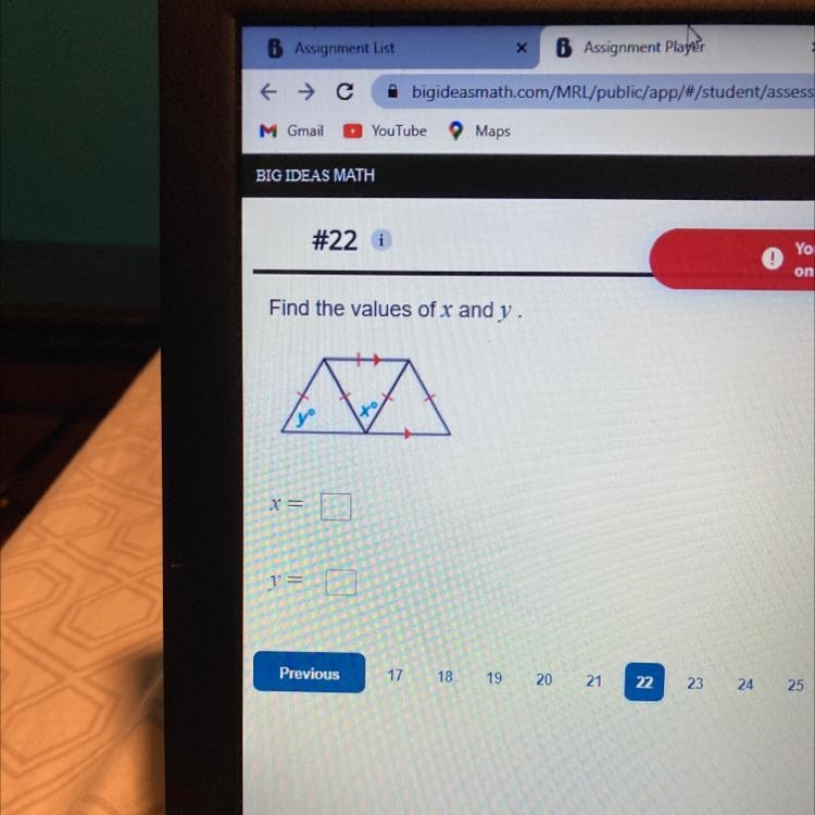 Find the values of x and y.-example-1