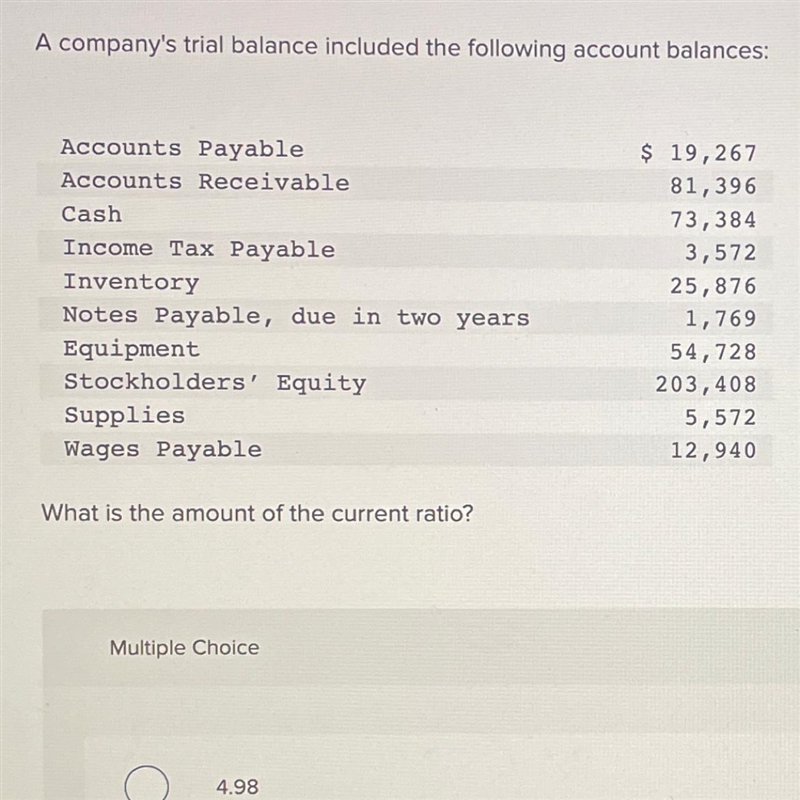 What is the amount of the current ratio?-example-1