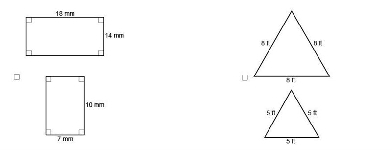 Which pairs of polygons are similar? Select each correct answer.-example-2