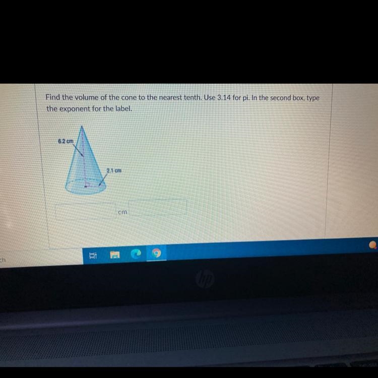 Find the volume of the cone to the nearest 10th power you use 3.14 for pi. In the-example-1