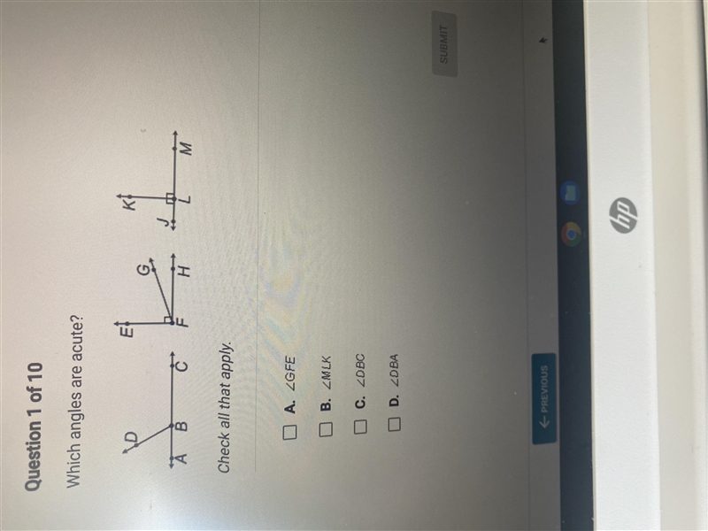 What angles are acute GFE mlk dbc dba-example-1