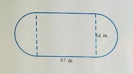 A training field is formed by joining a rectangle and two semicircle. The rectangle-example-1