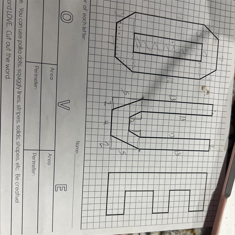 I need help with the letter e please I need to find the area and perimeter of it The-example-1