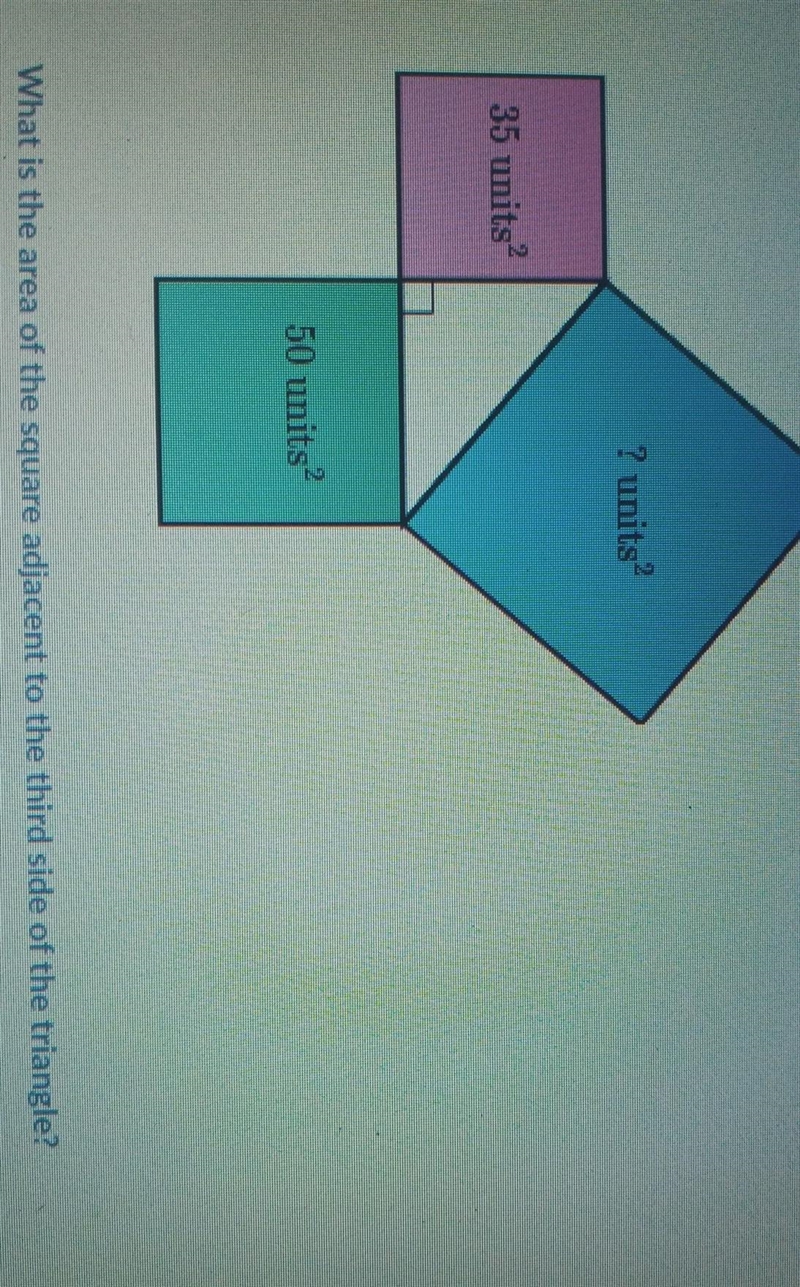 Help and thank you The areas of the squares adjacent to two sides of a rigtj triangle-example-1