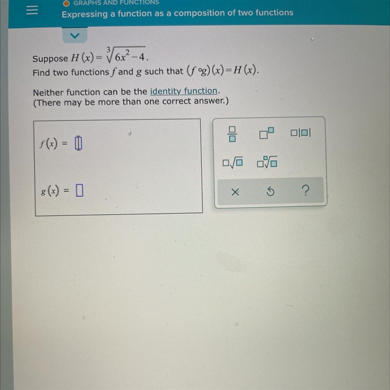 O GRAPHS AND FUNCTIONSExpressing a function as a composition of two functions-example-1