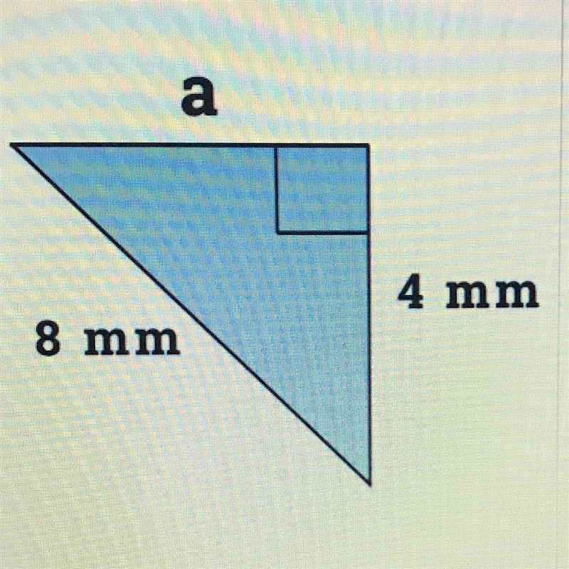 (math problem in picture) Find the unknown side of the right triangle down below. round-example-1