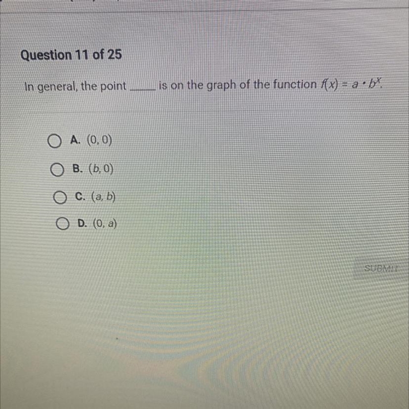 In general, the pointis on the graph of the function f(x) = a.b.-example-1