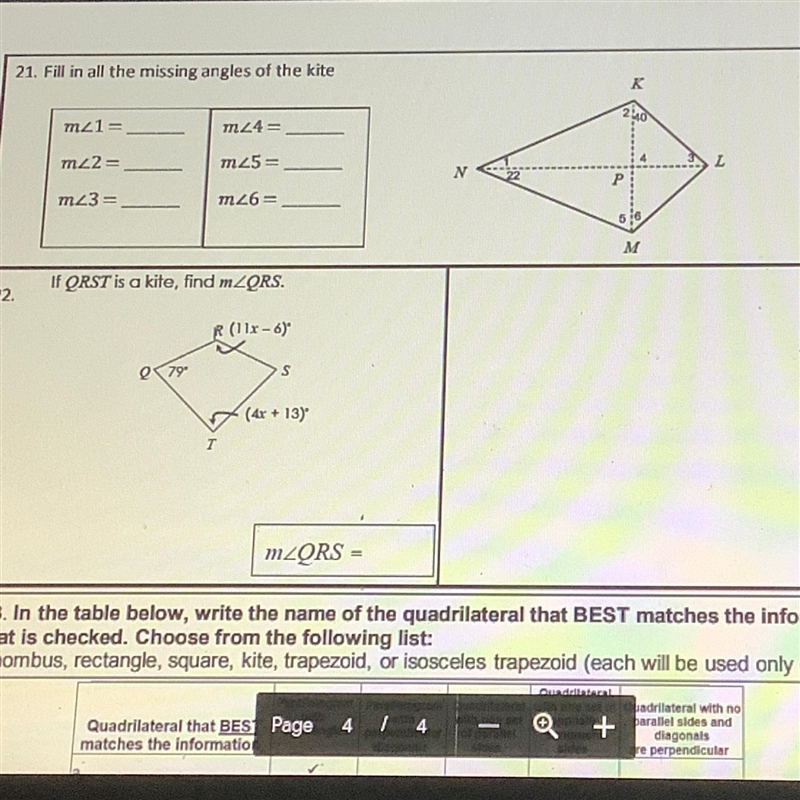 21. Fill in all the missing angles of the kite M1= M2= M3= m4= M5= M6=-example-1