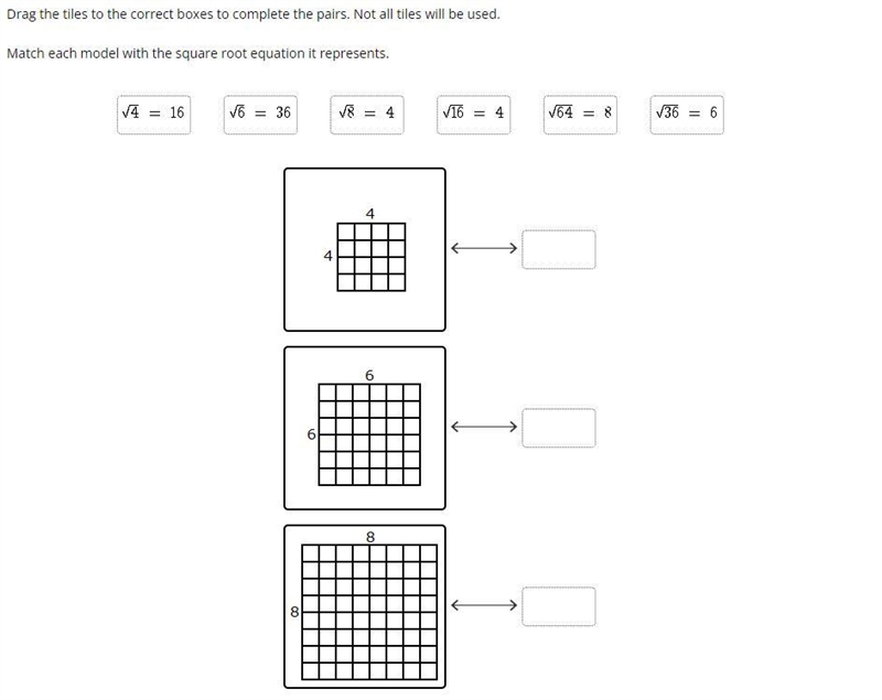 Drag the tiles to the correct boxes to complete the pairs. Not all tiles will be used-example-1