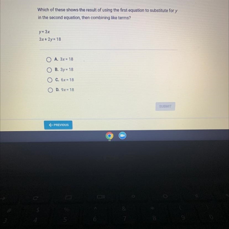 Which of these shows the result of using the first equation to substitute for y?-example-1