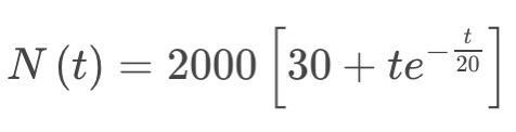 The number of bacteria in a culture, N, at time t is attached belowWhen is the rate-example-1