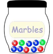 You randomly select one of the marbles from the jar shown below. What is the probability-example-1