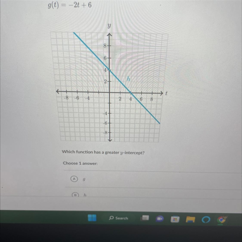 Pls help A. G B. H C. The functions have the same y-intercept.-example-1