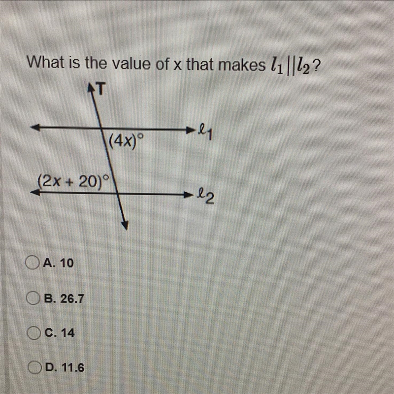 What makes the value of X that makes l1 l2?-example-1