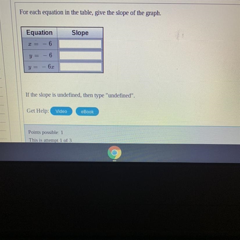 For each equation in the table, give the slope of the graph.-example-1