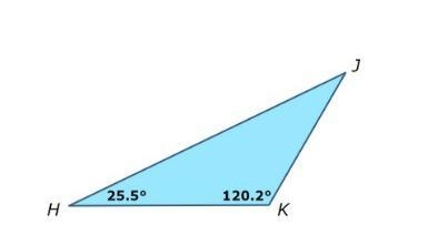 In triangle HJK shown above what is the measure of ∠J in degrees-example-1