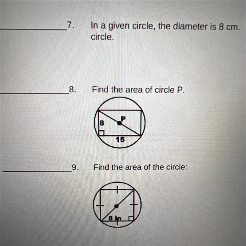 The area of circle P.-example-1