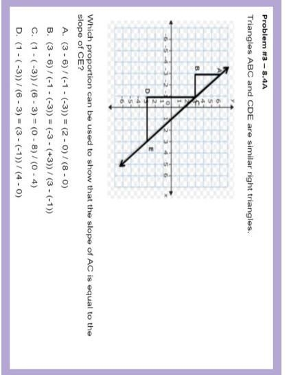 Which proportion can be used to show that the slope of AC is equal to the slope of-example-1