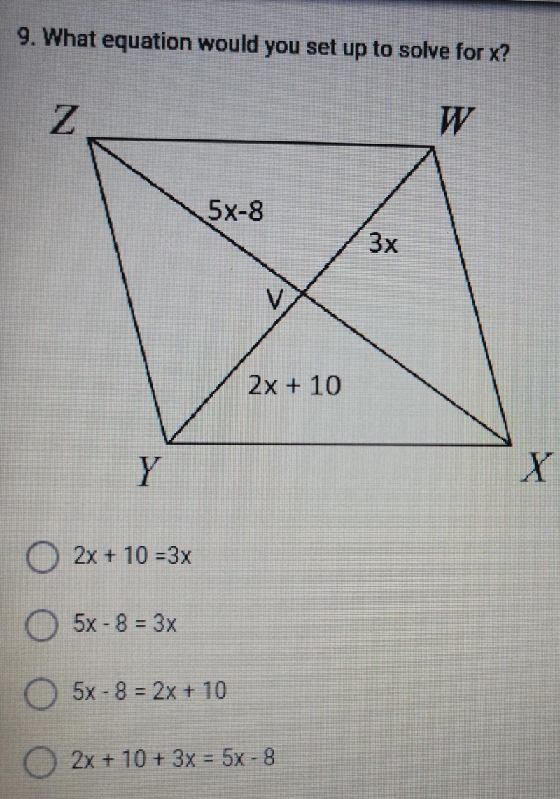 What equation would you set up to solve for X?-example-1