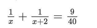 The sum of the reciprocals of two consecutive even integers is 9/40. This can be represented-example-1